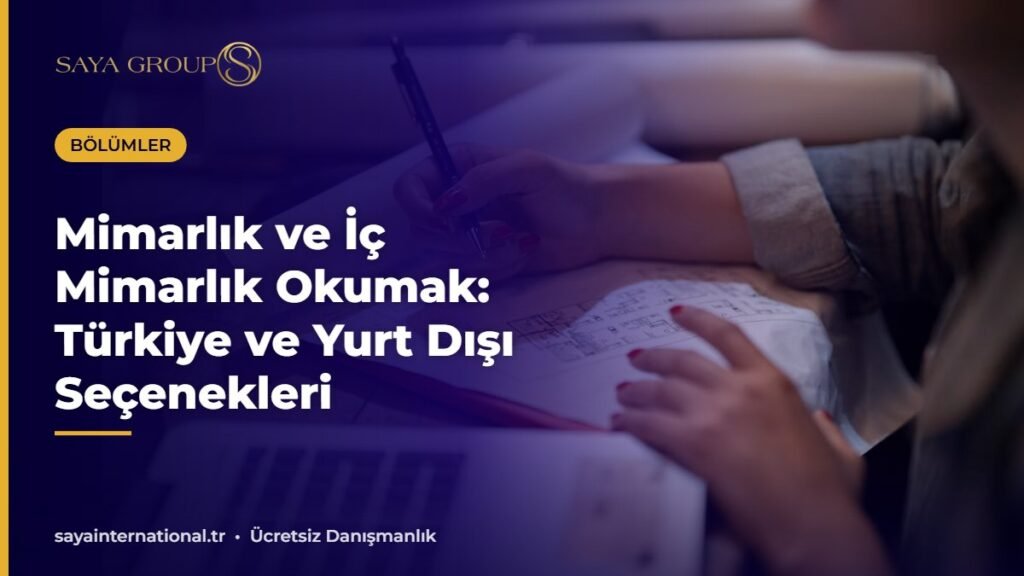 Mimarlık okumak isteyen öğrencinin çalışma masasında mimari çizimler