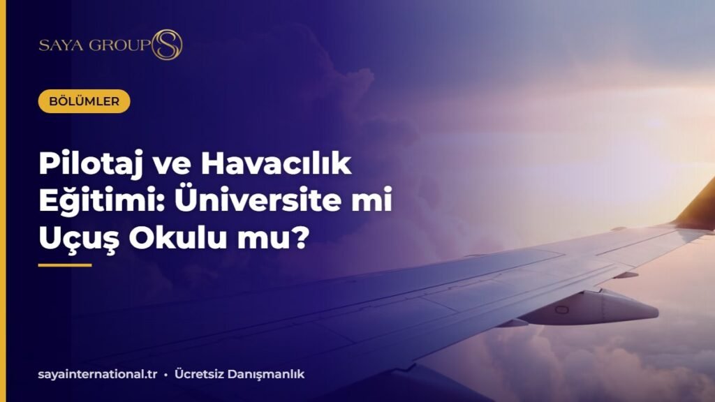 Pilotaj eğitimi için üniversite ve uçuş okulu seçeneklerini anlatan görsel